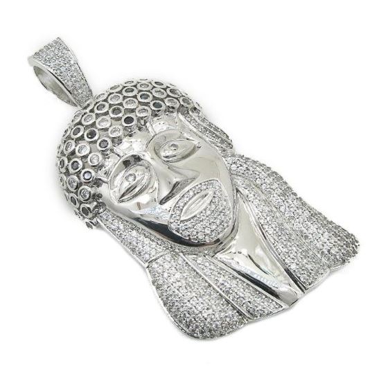 Mens .925 Italian Sterling Silver white jesus pendant Length - 3.46 inches Width - 1.57 inches 2