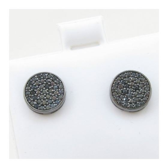 Mens .925 sterling silver Black round earring 4 MLCZ245 2mm thick and 9mm wide Size 2