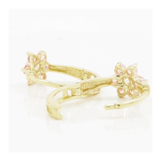 14K Yellow gold Flower cz hoop earrings for Children/Kids web341 4