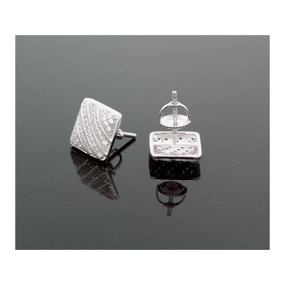 Sterling Silver Unisex Fashion Square Hand Set Stud Earrings ME0225b 2