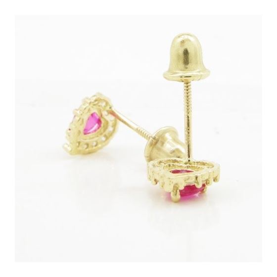 14K Yellow gold Heart cz stud earrings for Children/Kids web249 4