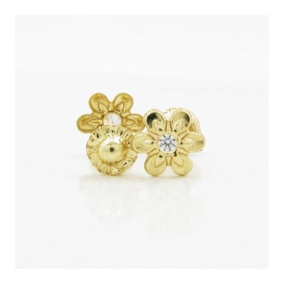 14K Yellow gold Fancy flower cz stud earrings for Children/Kids web161 2