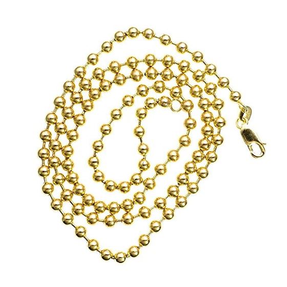 14K YELLOW Gold SOLID BALL Chain - 24 Inches Long 4MM Wide 2