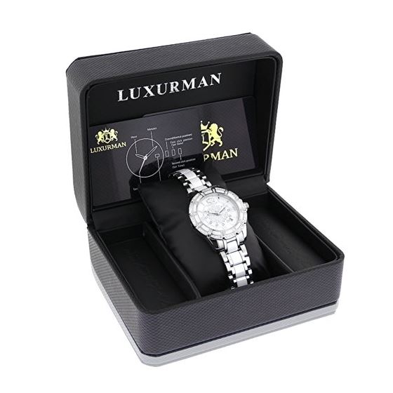 Ladies Genuine Diamond Ceramic Watch 1.25ct White MOP Galaxy by Luxurman 4