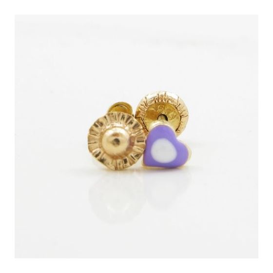14K Yellow gold Simple heart stud earrings for Children/Kids web146 2