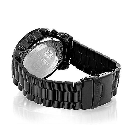 Luxurman Escalade Mens Oversized Real Black Diamond Chronograph Watch 4.75ct 2