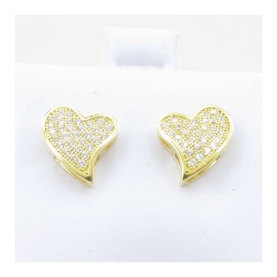 Womens .925 sterling silver Yellow heart earring 4mm thick and 10mm wide Size 2