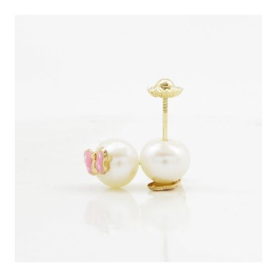 14K Yellow gold Butterfly pearl stud earrings for Children/Kids web82 4