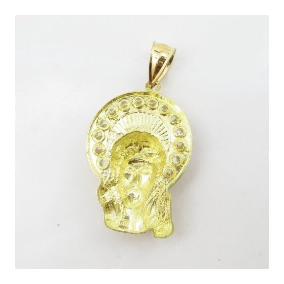 Mens 10k Yellow gold White gemstone jesus face charm EGP70 4