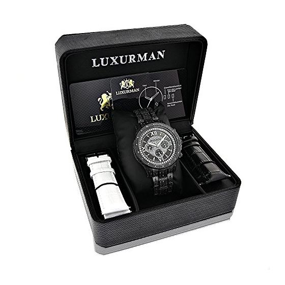 Mens Phantom Black Genuine Diamond Luxurman Watch 1.25ct Iced Out Large Bezel 4