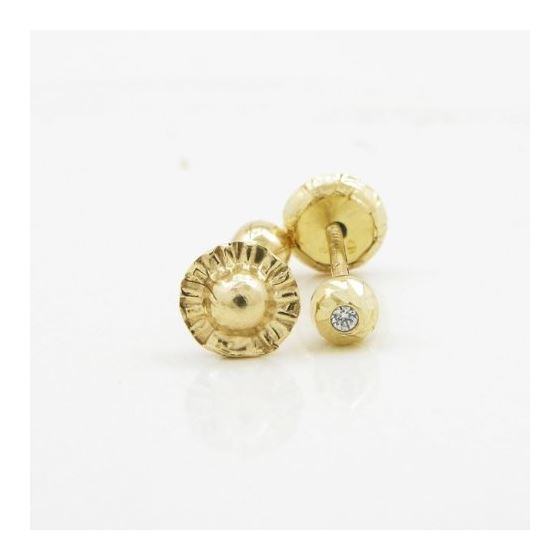 14K Yellow gold Round cz stud earrings for Children/Kids web125 2