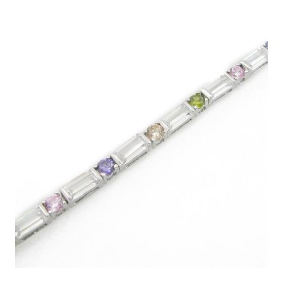 Ladies .925 Italian Sterling Silver multi color cz bracelet Length - 7.5 inches Width - 3mm 4