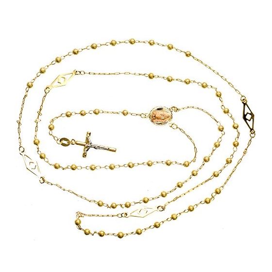 14K YELLOW Gold HOLLOW ROSARY Chain - 30 Inches Long 3MM Wide 2