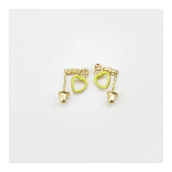 14K Yellow gold Open heart cz chandelier earrings for Children/Kids web412 4