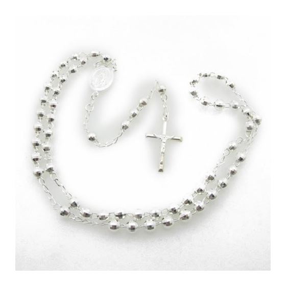 "Mens .925 Italian Sterling Silver white beaded rosary Length - 24 inches Width - 6mm (extender - 6"