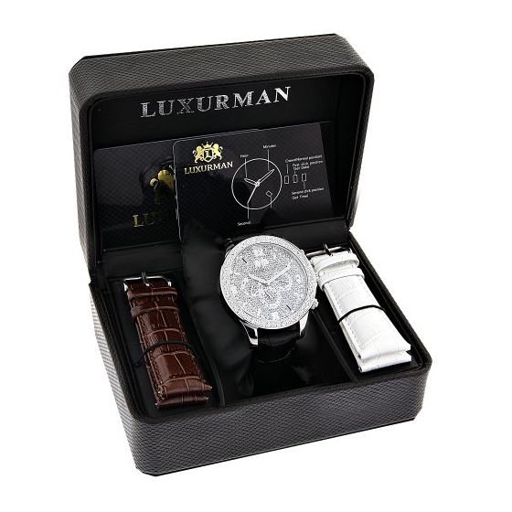 Diamond Watches: LUXURMAN Mens Diamond Watch 0.1-4