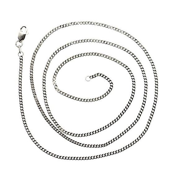 14K WHITE Gold SOLID ITALY CUBAN Chain - 22 Inches Long 1.6MM Wide 2