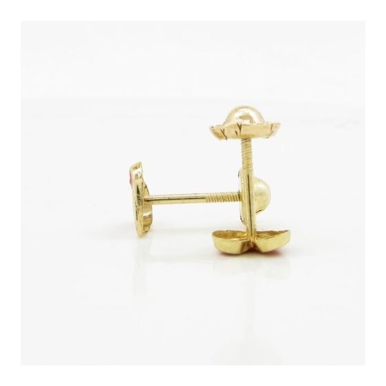 14K Yellow gold Heart stud earrings for Children/Kids web105 4