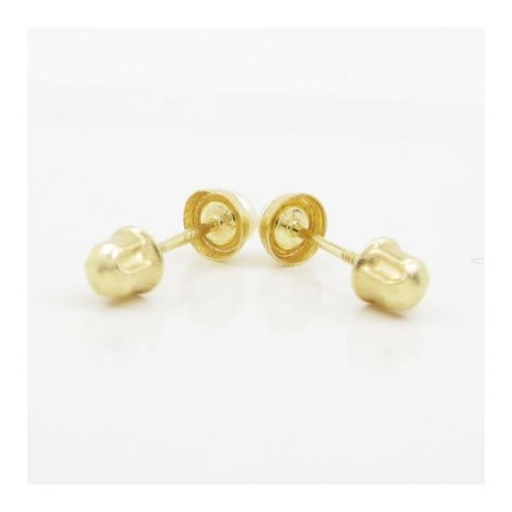 14K Yellow gold Round pearl stud earrings for Children/Kids web520 4