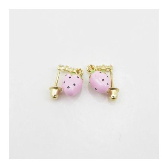 14K Yellow gold Strawberry chandelier earrings for Children/Kids web513 4