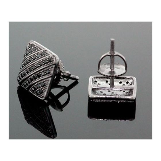 Sterling Silver Unisex Fashion Square Hand Set Stud Earrings ME0227c 2