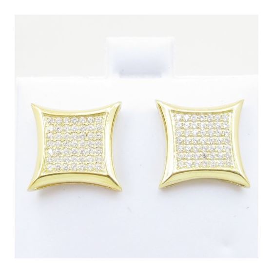 Mens .925 sterling silver Yellow 7 row square earring MLCZ206 3mm thick and 13mm wide Size 2