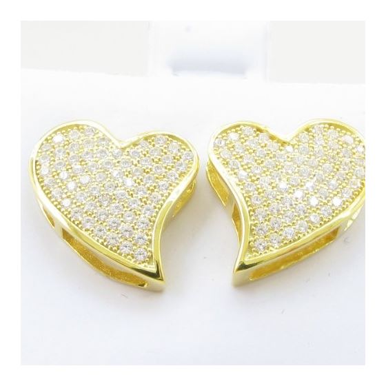 Womens .925 sterling silver Yellow heart earring 4mm thick and 13mm wide Size 2