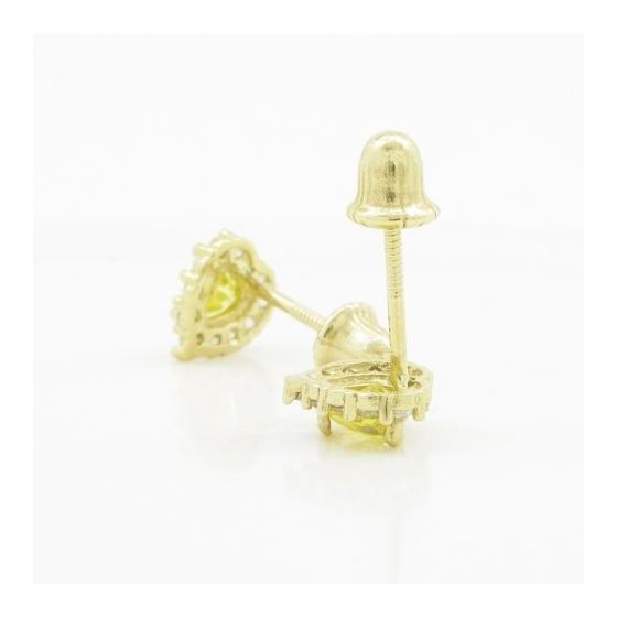 14K Yellow gold Heart cz stud earrings for Children/Kids web258 4