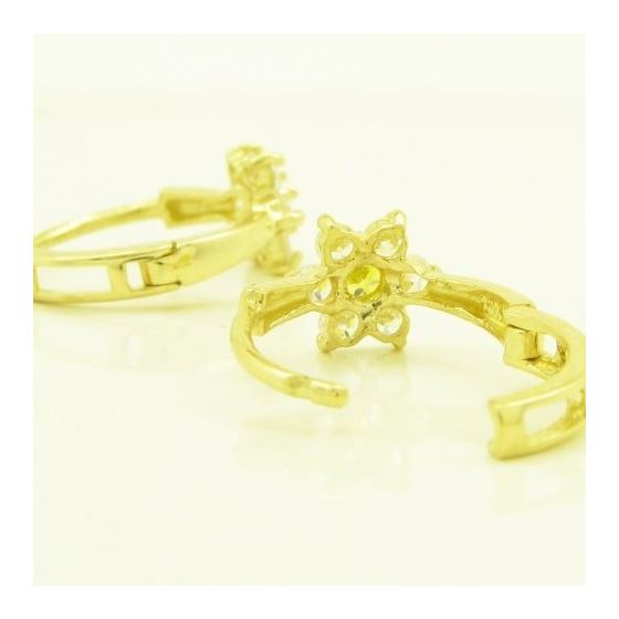 14K Yellow gold Flower cz hoop earrings for Children/Kids web265 4