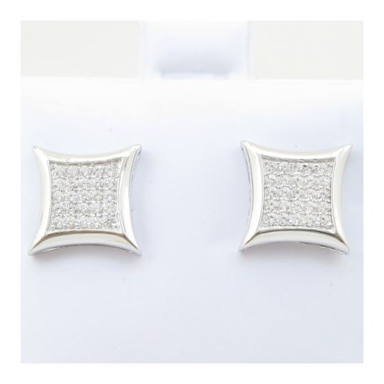 Mens .925 sterling silver White 5 row square earring MLCZ202 3mm thick and 10mm wide Size 2