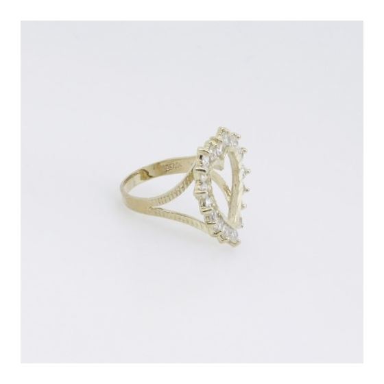 10k Yellow Gold Syntetic white heart gemstone ring ajr46 Size: 7 4