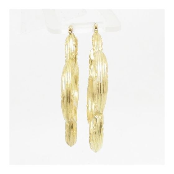 10k Yellow Gold earrings Xl flower hoop AGBE2 2