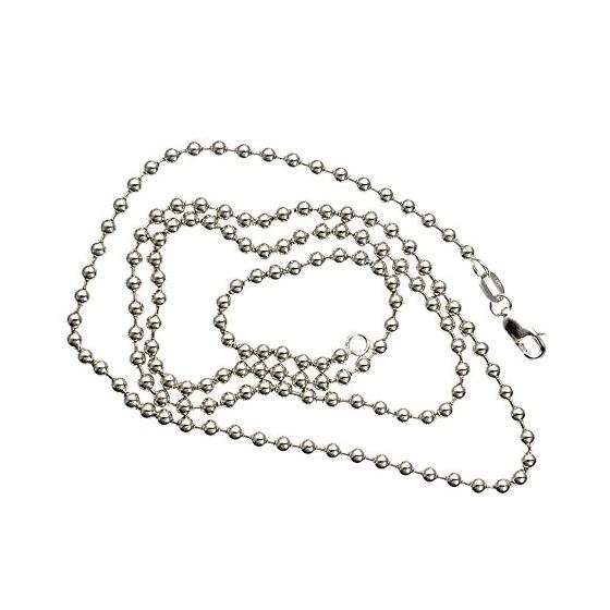 14K WHITE Gold SOLID BALL Chain - 24 Inches Long 3MM Wide 2