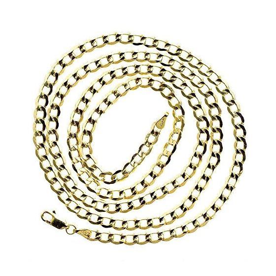 10K YELLOW Gold HOLLOW ITALY CUBAN Chain - 24 Inches Long 4.3MM Wide 2