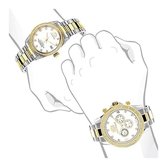 Matching Watches For Couples Two-Tone Yellow Gol-4