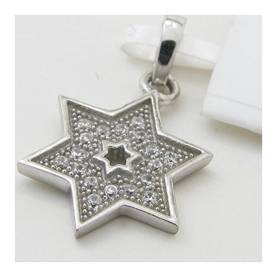 Womens White star of david cz pendant Silver33 2