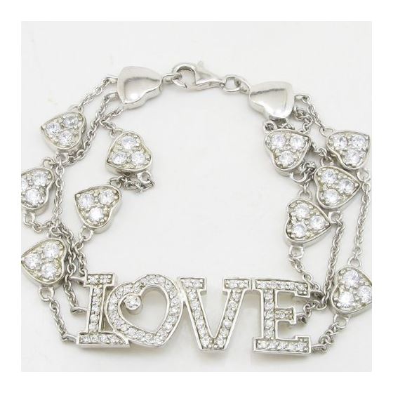 Women silver love and heart link bracelet SB5 7.5 inches long and 14mm wide 4