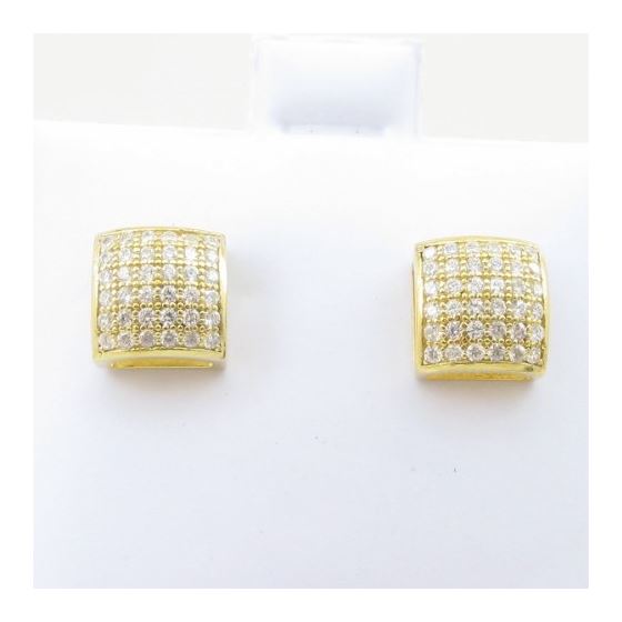 Mens .925 sterling silver Yellow 6 row square earring MLCZ88 5mm thick and 8mm wide Size 2