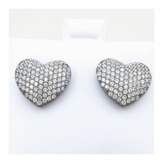 Womens .925 sterling silver Black and white heart earring 5mm thick and 13mm wide Size 2