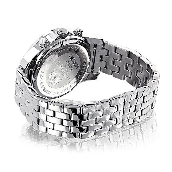 Luxurman Watches Mens Diamond Wristwatch 0.25ct Polished White Gold Plated 2