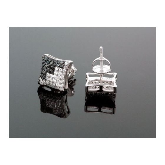 Sterling Silver Unisex Fashion Hand Set Stud Earrings ME0217d 2