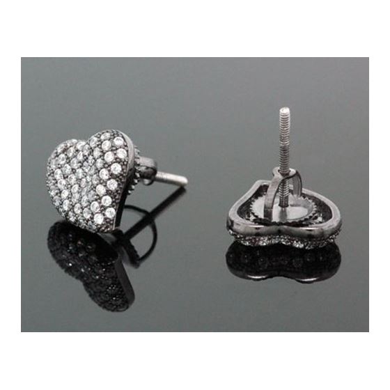 Sterling Silver Heart Shape Fashion Hand Set Stud Earrings ME0213b 2