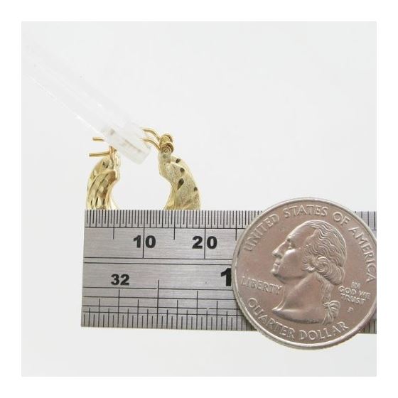 10k Yellow Gold earrings Fancy puff bamboo gold earrings AGBE71 4