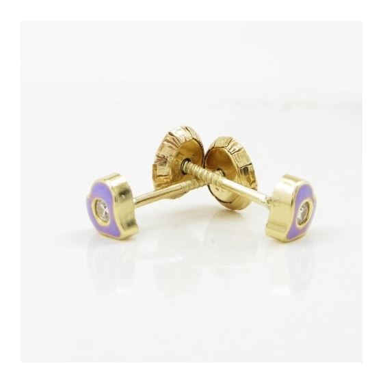 14K Yellow gold Heart cz stud earrings for Children/Kids web152 4