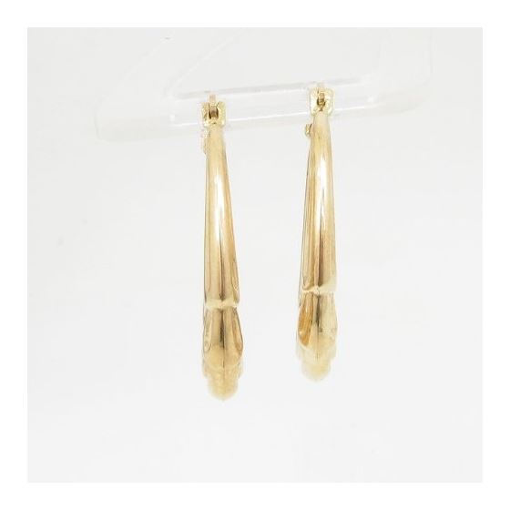 10k Yellow Gold earrings Fancy puff bamboo gold earrings AGBE67 2
