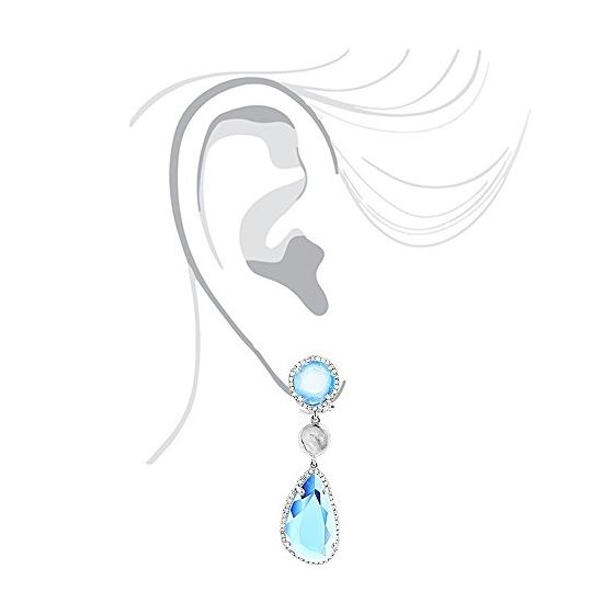 Unique 14K Gold Blue Topaz Ladies Natural Diamon-4