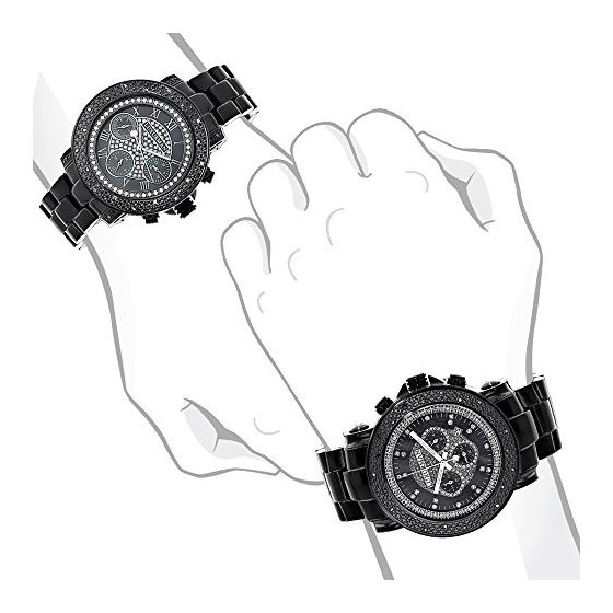 Large Matching His And Hers Watches: Black Diamo-4