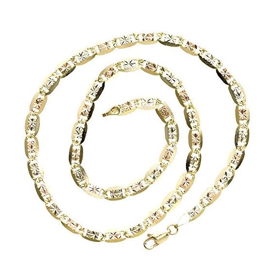 14K 3 TONE Gold SOLID VALENTINE Chain - 16 Inches Long 4.9MM Wide 2