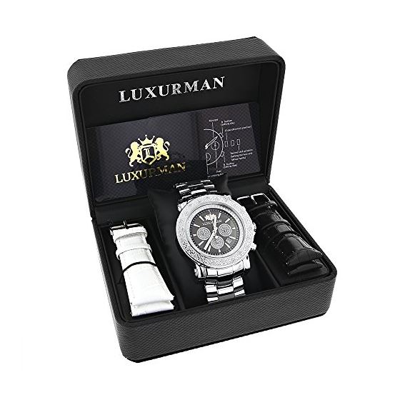 Large Face Watches for Men: Luxurman Real Diamond Watch Chronograph 0.25ct 4