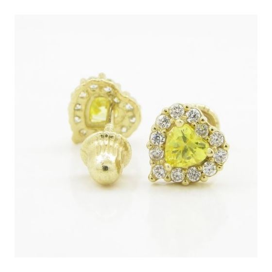 14K Yellow gold Heart cz stud earrings for Children/Kids web258 2